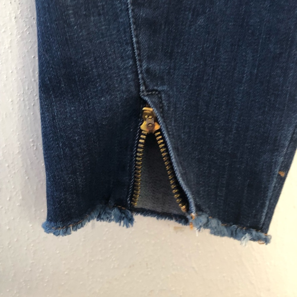 KanCan Jeans Skinny Jeans Dark Wash Fringe & Zipper Hem Sz 9/28 BNWT Style 7285D - Picture 7 of 13